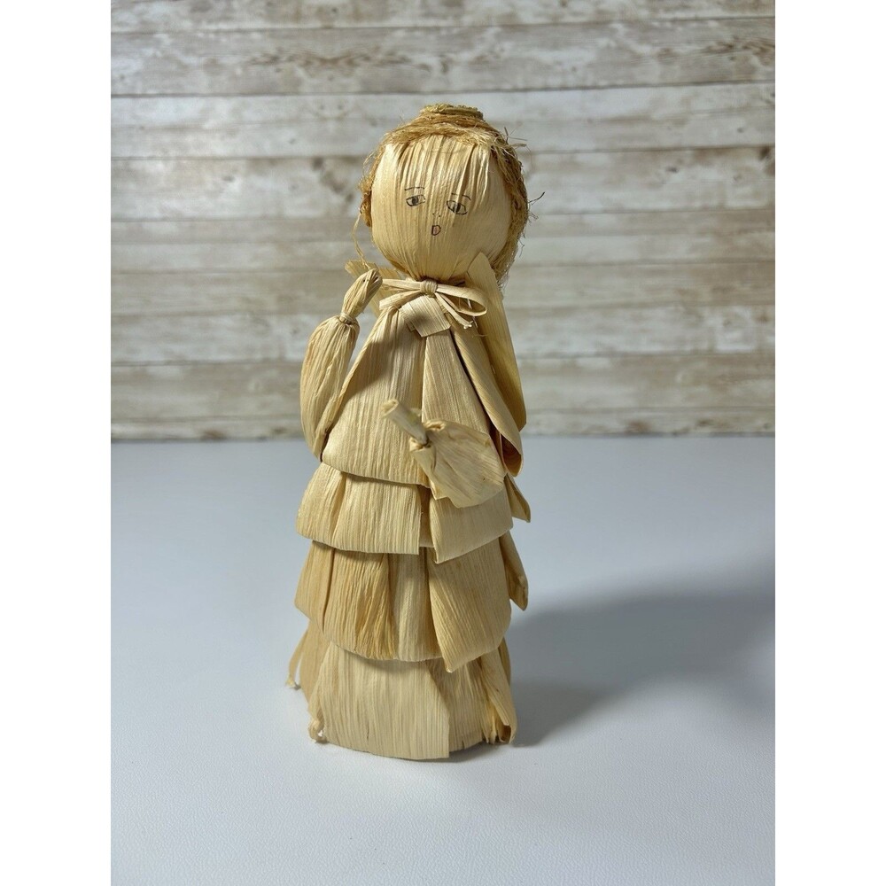 Handmade Straw Souvenirs Doll Vintage Christmas Figurine Angel Corn Husk